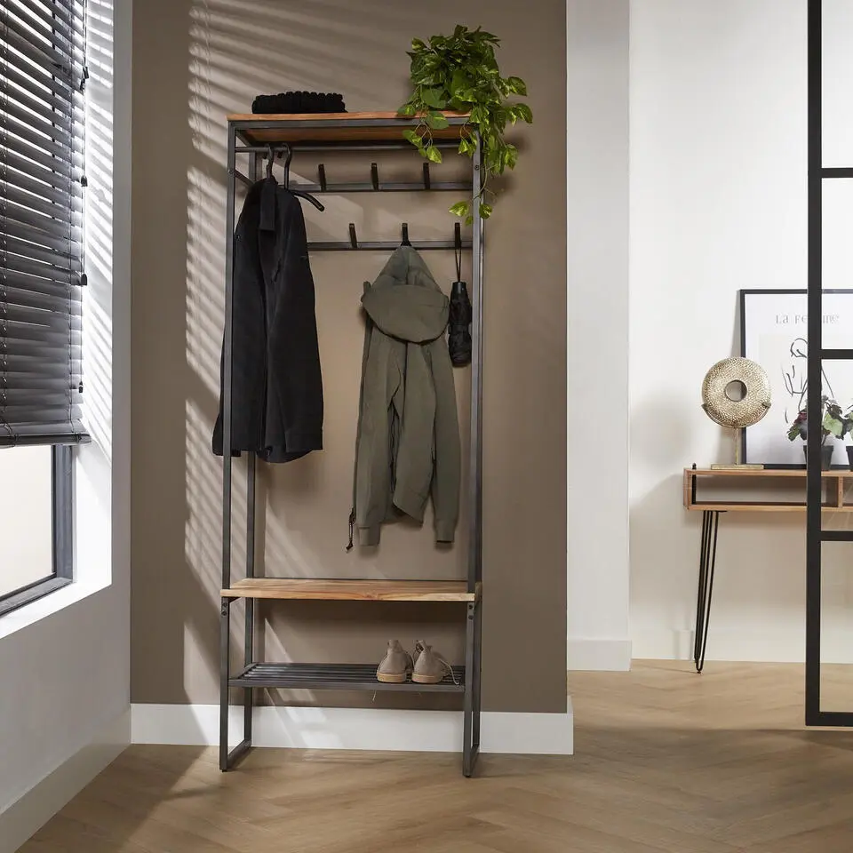 Garderobemeubel - Acaciahout Naturel - Open kast - 70x35x182cm