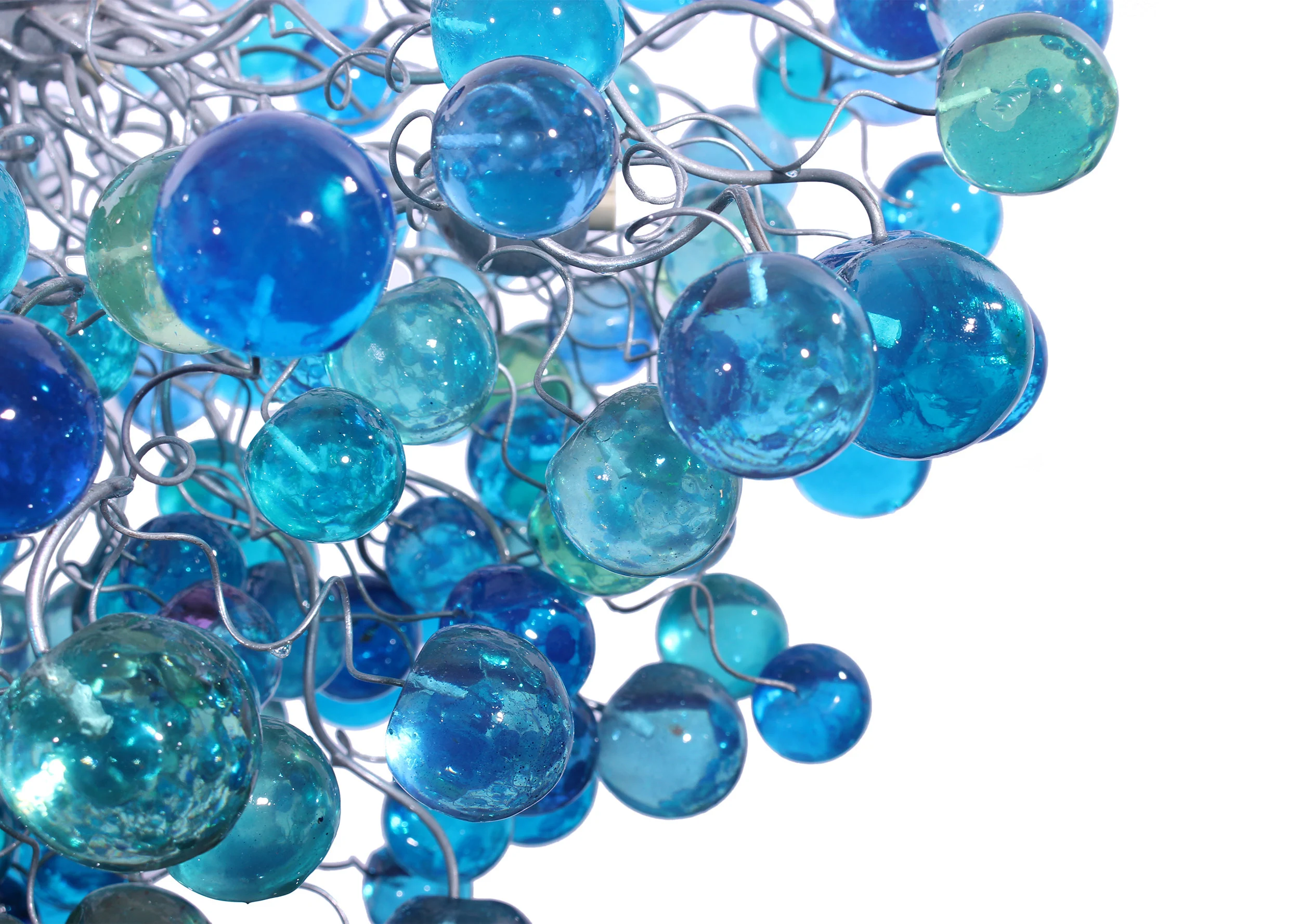 Lighting Chandelier with sea colored bubbles, for children room or dining room.