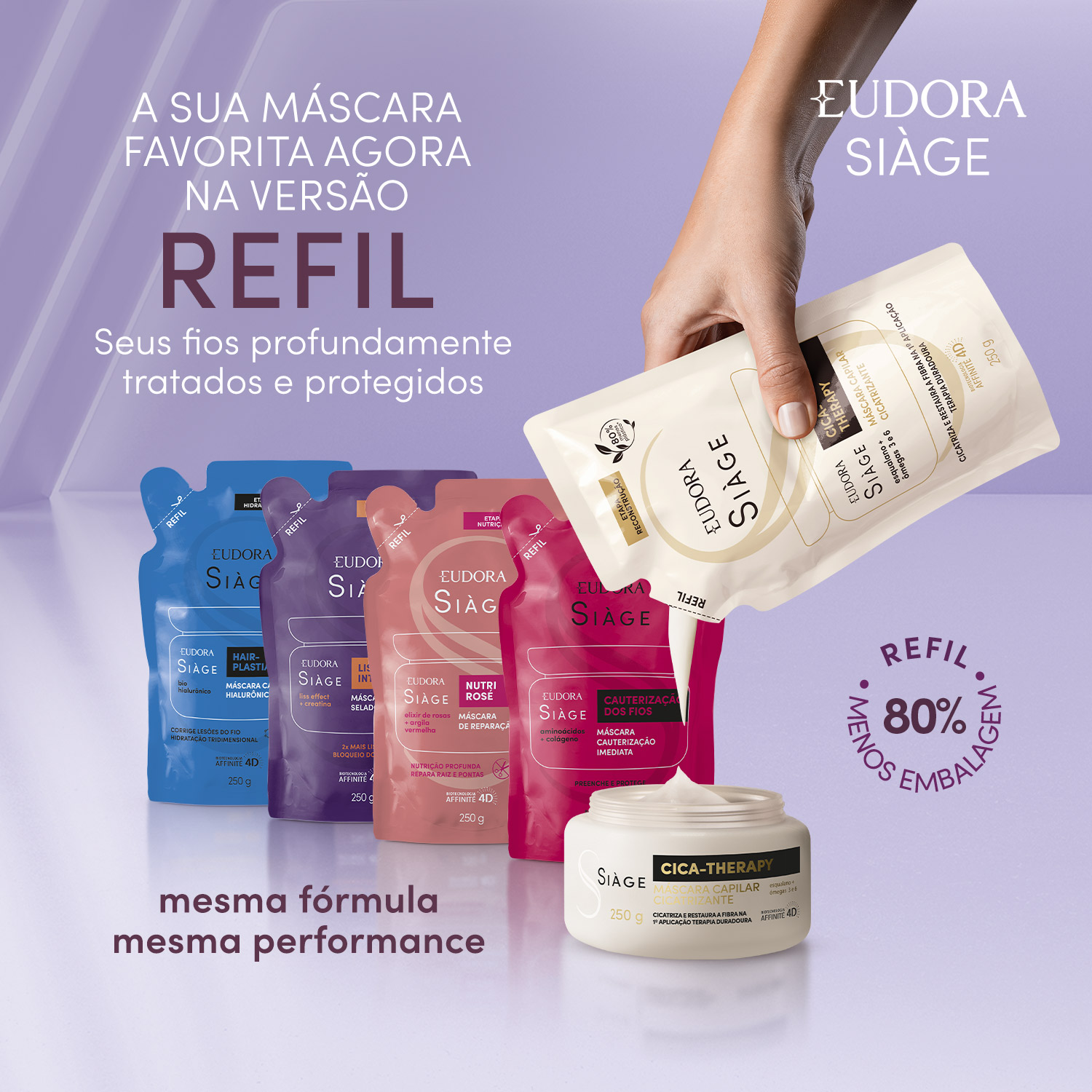 Combo Siàge Nutri Rosé Máscara: Máscara Capilar 250g   Refil Máscara Capilar 250g