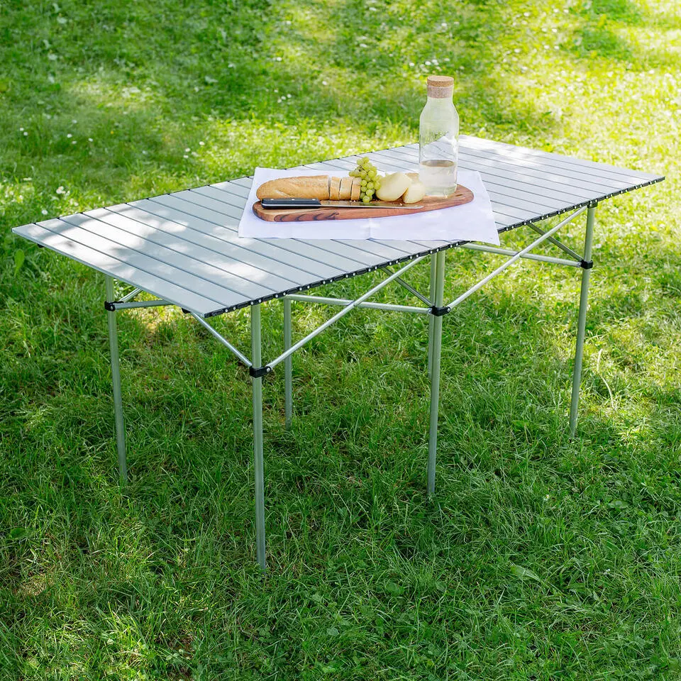 tectake Campingtafel van aluminium met tas 140x70x70cm , Grijs