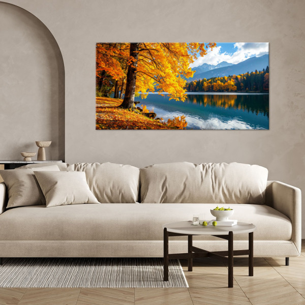 Obraz do salonu sypialni, Krajobraz jesienny jezioro góry natura 80x40