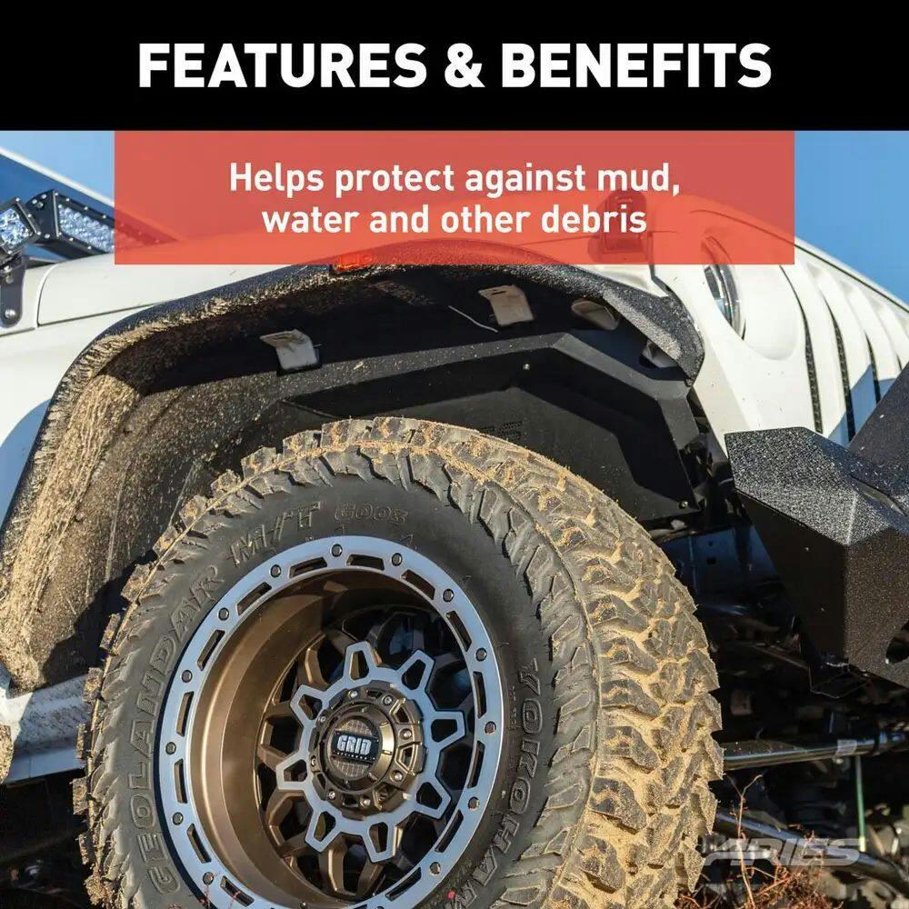 Aries 2500650 Jeep JL Inner Fender Liners, Front & Rear