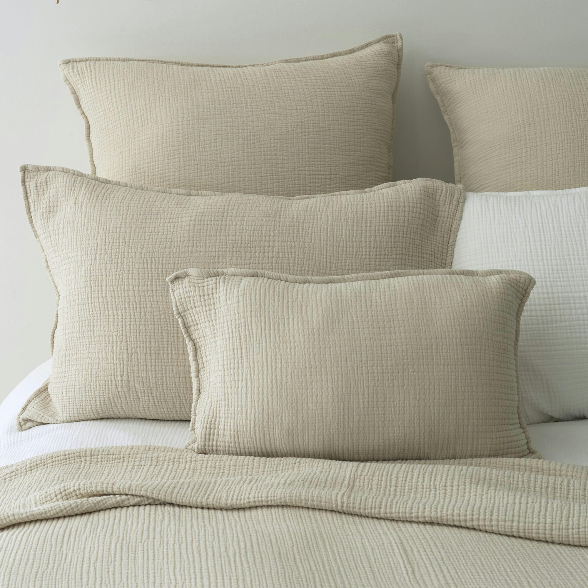 GAZE DE COTON - Dessus de lit gaze de coton ciment 255X270 CM