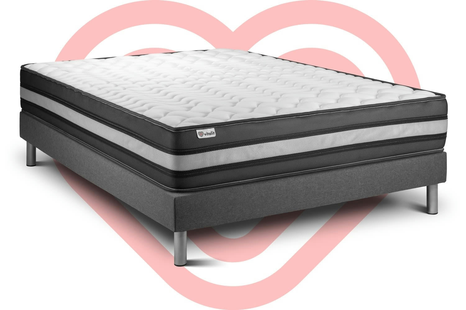 VITAL POWER ZEN - Ensemble Mousse  à mémoire de forme 140x190cm Gris