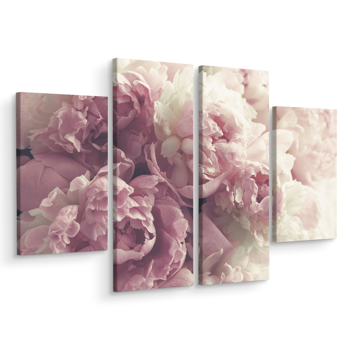 Obraz 4 Częściowy Kwitnące PEONIE Kwiaty 80x60cm
