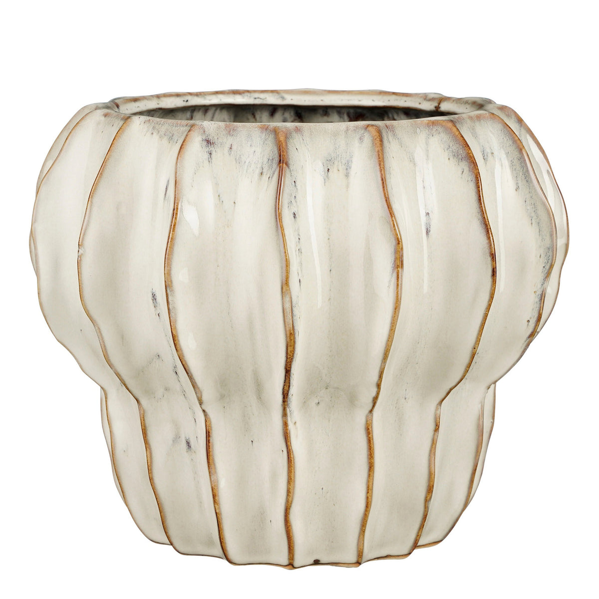 Mica Decorations Altea Bloempot Binnen - H20 x Ø25 cm - Keramiek - Wit