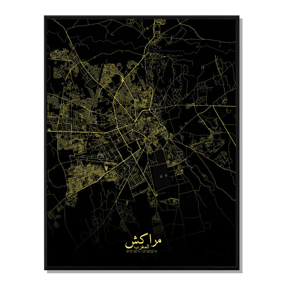MARRAKECH - Affiche Marrakech Carte Nuit 40x50