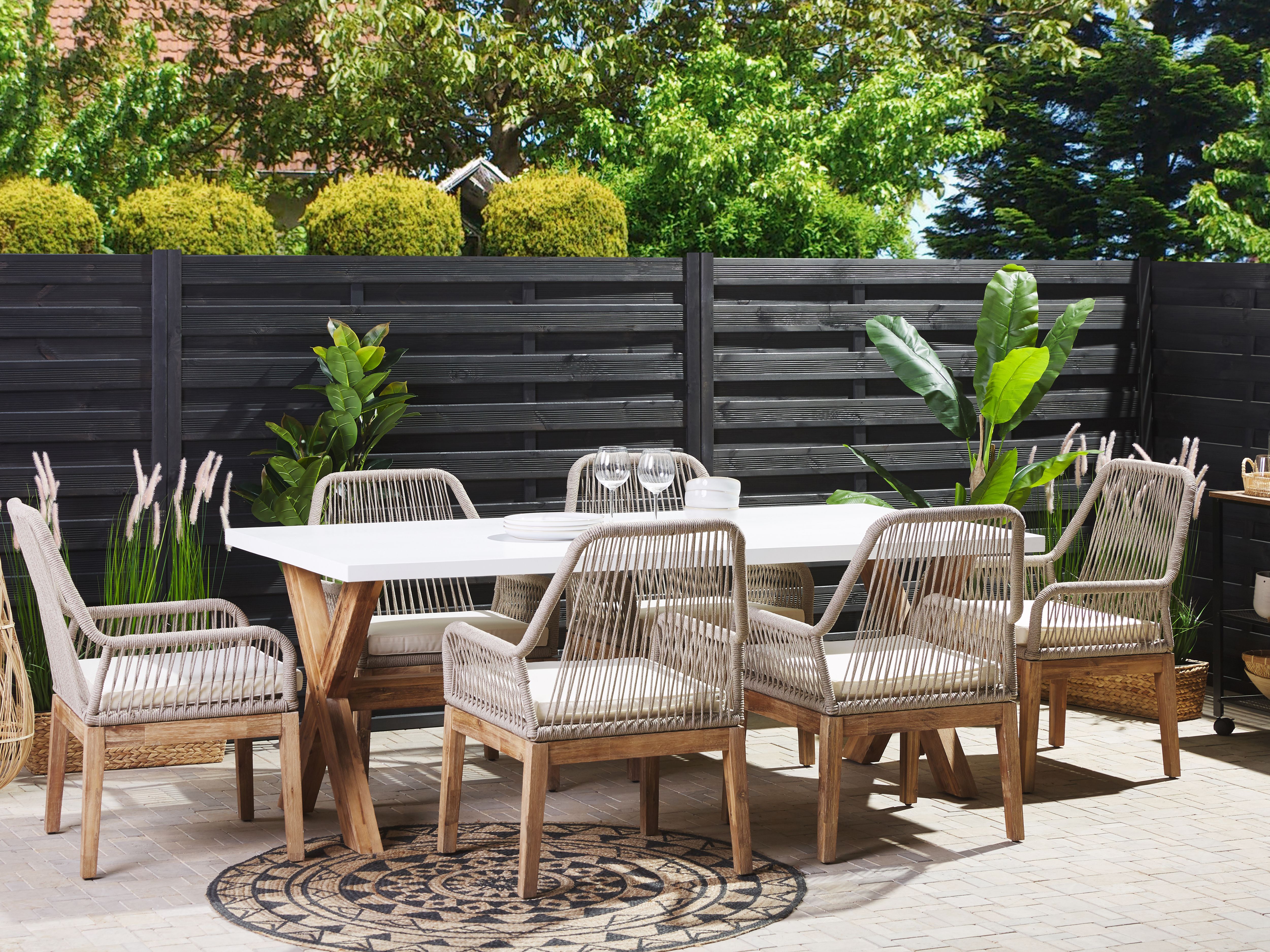 Garden Dining Set 6 Seater OLBIA with Cushions Beige