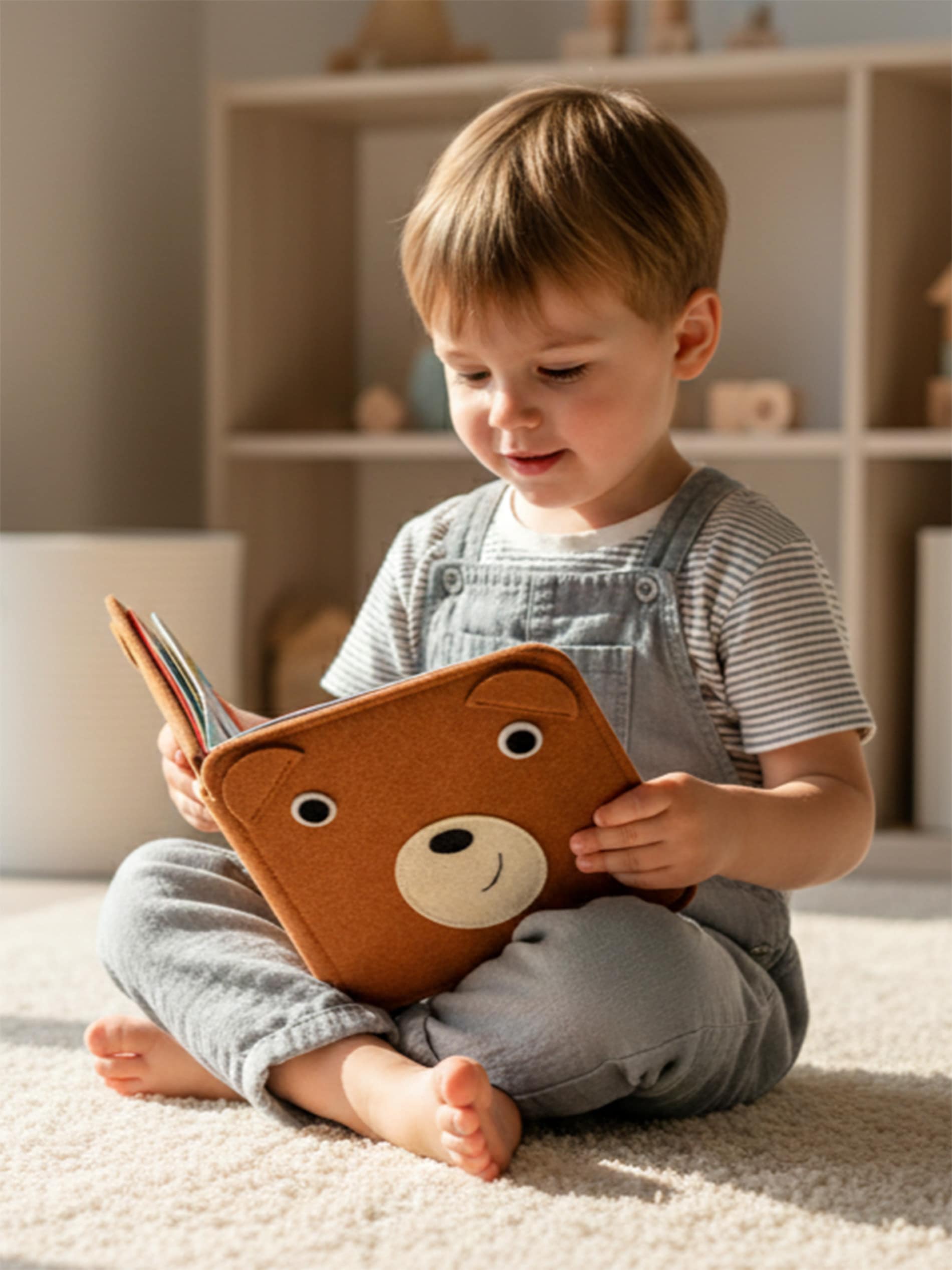 Tkaninowa książeczka edukacyjna z motywem misia
