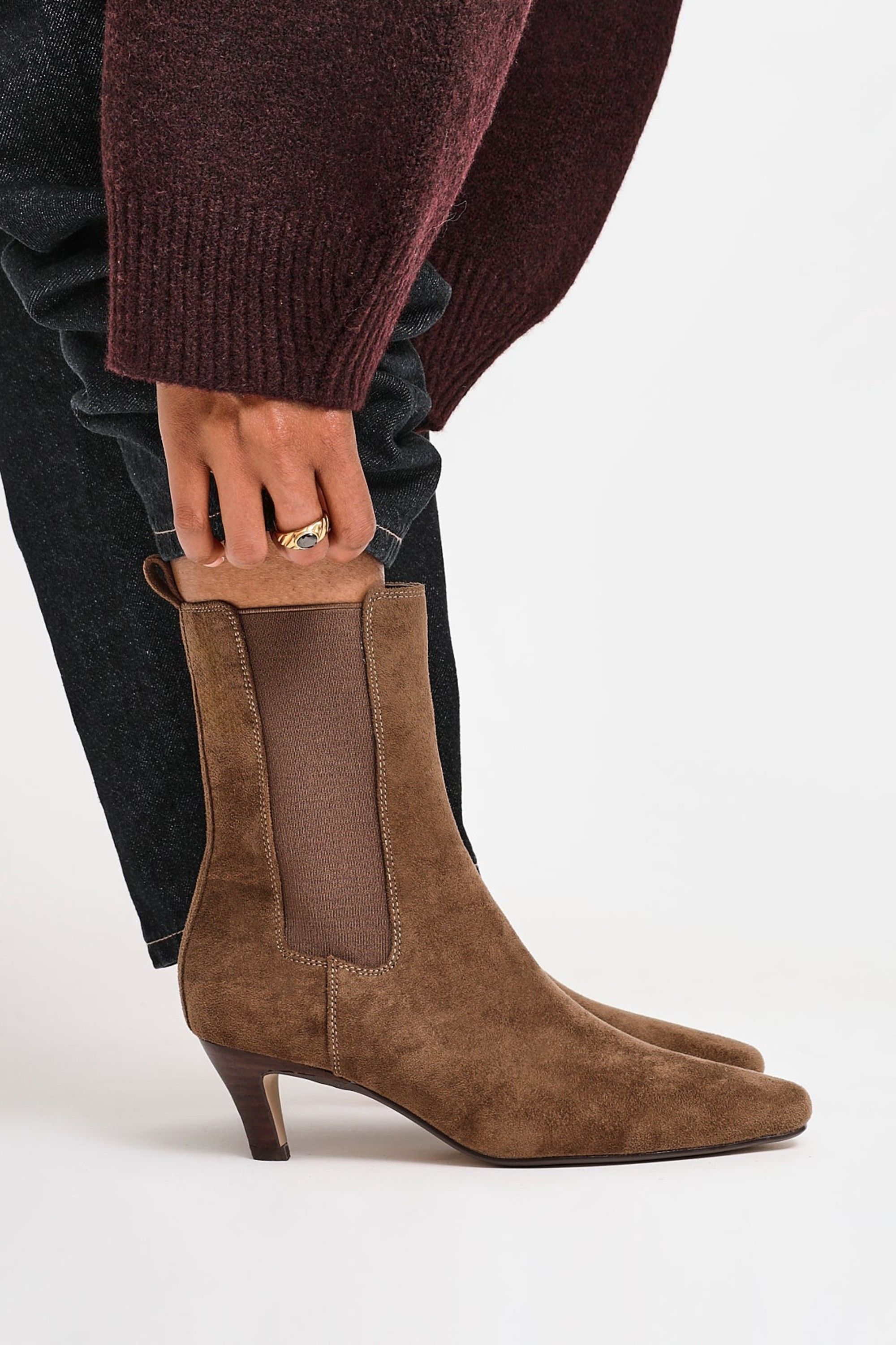 Linzi Ritual Sand Faux Suede Kitten Heel Chelsea Boot