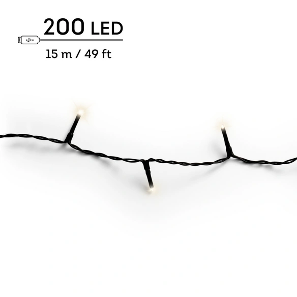Lichterkette, »duracharge«, 1500 cm, 200 LEDs, schwarz/warmweiß