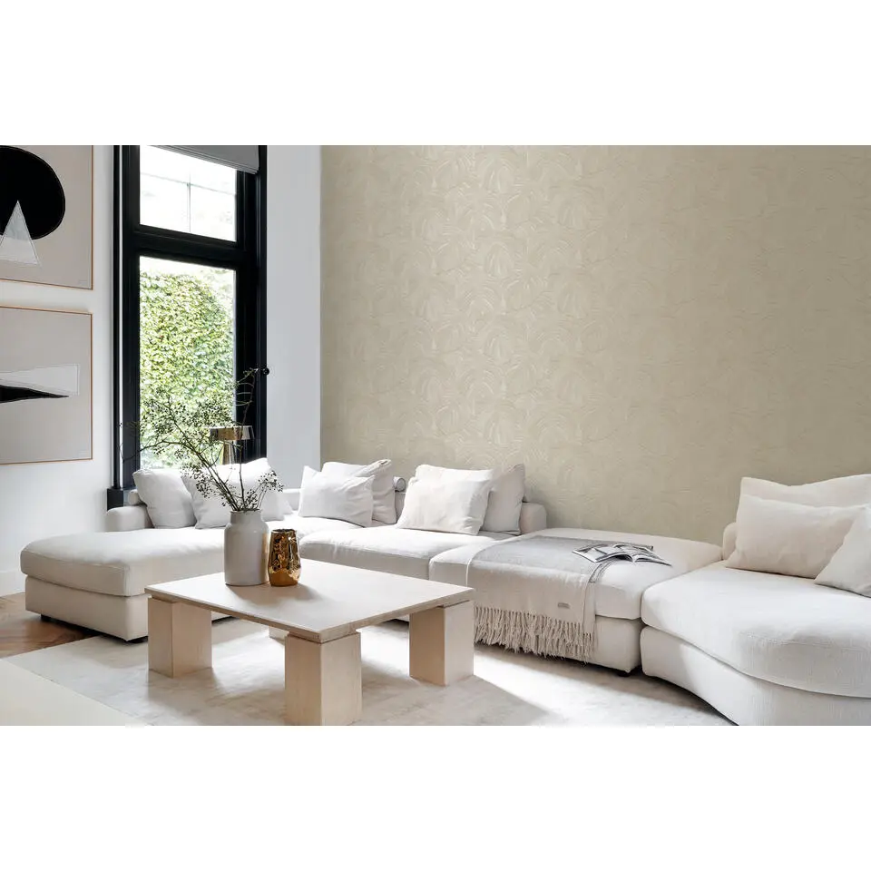 Origin Wallcoverings behang tropische bladeren taupe - 53 cm x 10.05 m