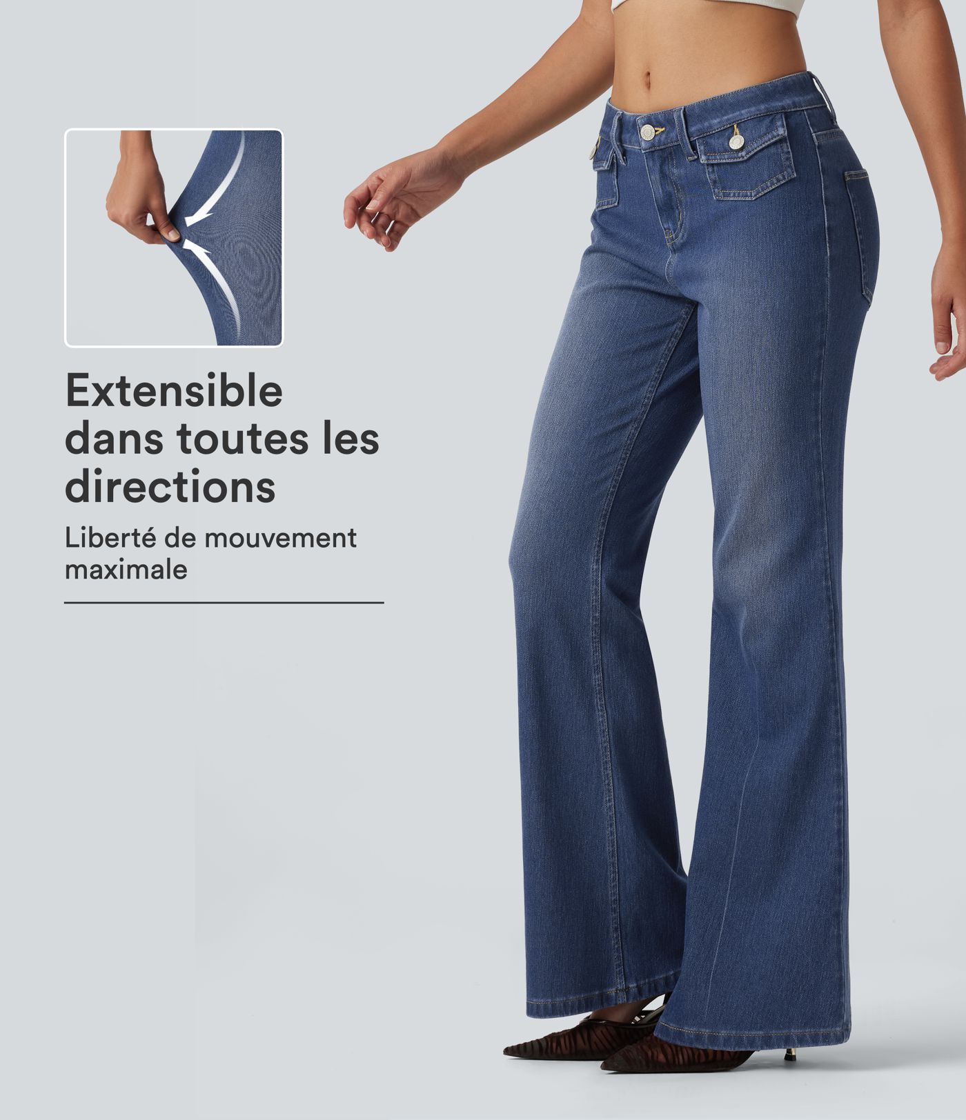 Jean flare Halara Flex™ taille basse avec poches