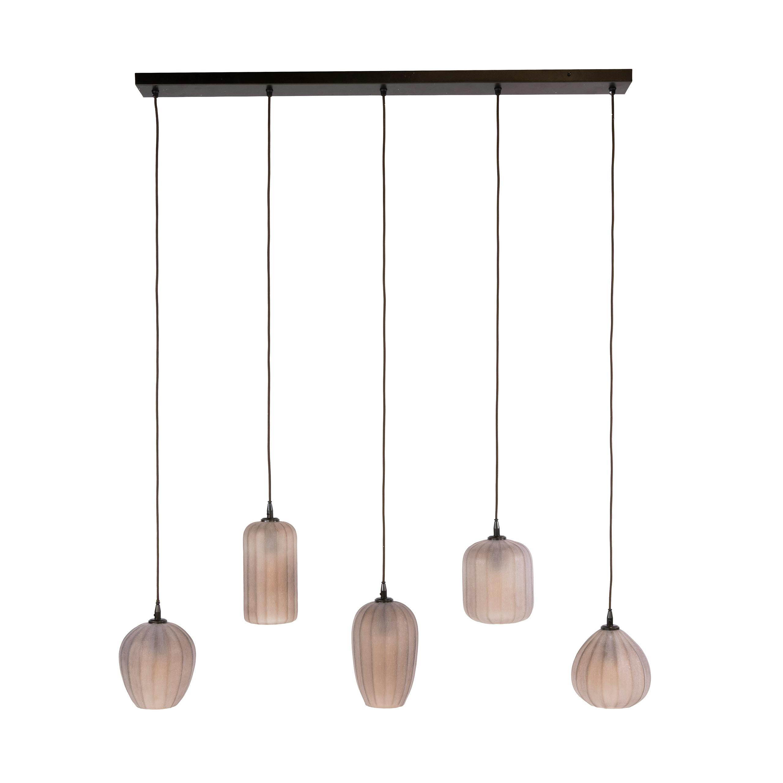 Suspension salle à manger verre brun dépoli 5 lampes NOVA
