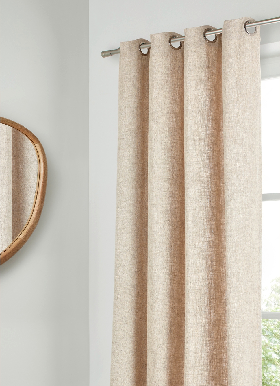 RIDEAU EN VISCOSE ET LIN TISSAGE FLAMMÉ ECRU