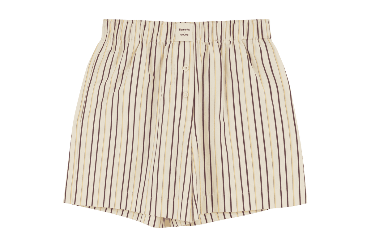 noo.ma Tala pyjamashorts - 100% biologisch katoen, gestreept, Yellow