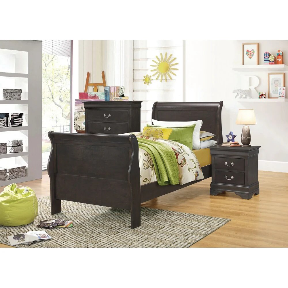 Hershel Louis Philippe Dark Grey 4-piece Bedroom Set