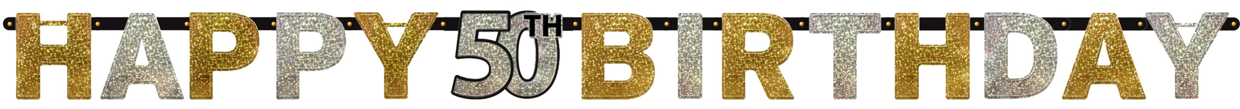 Milestone 60th Happy Birthday Banner Decoration, Gold and Silver