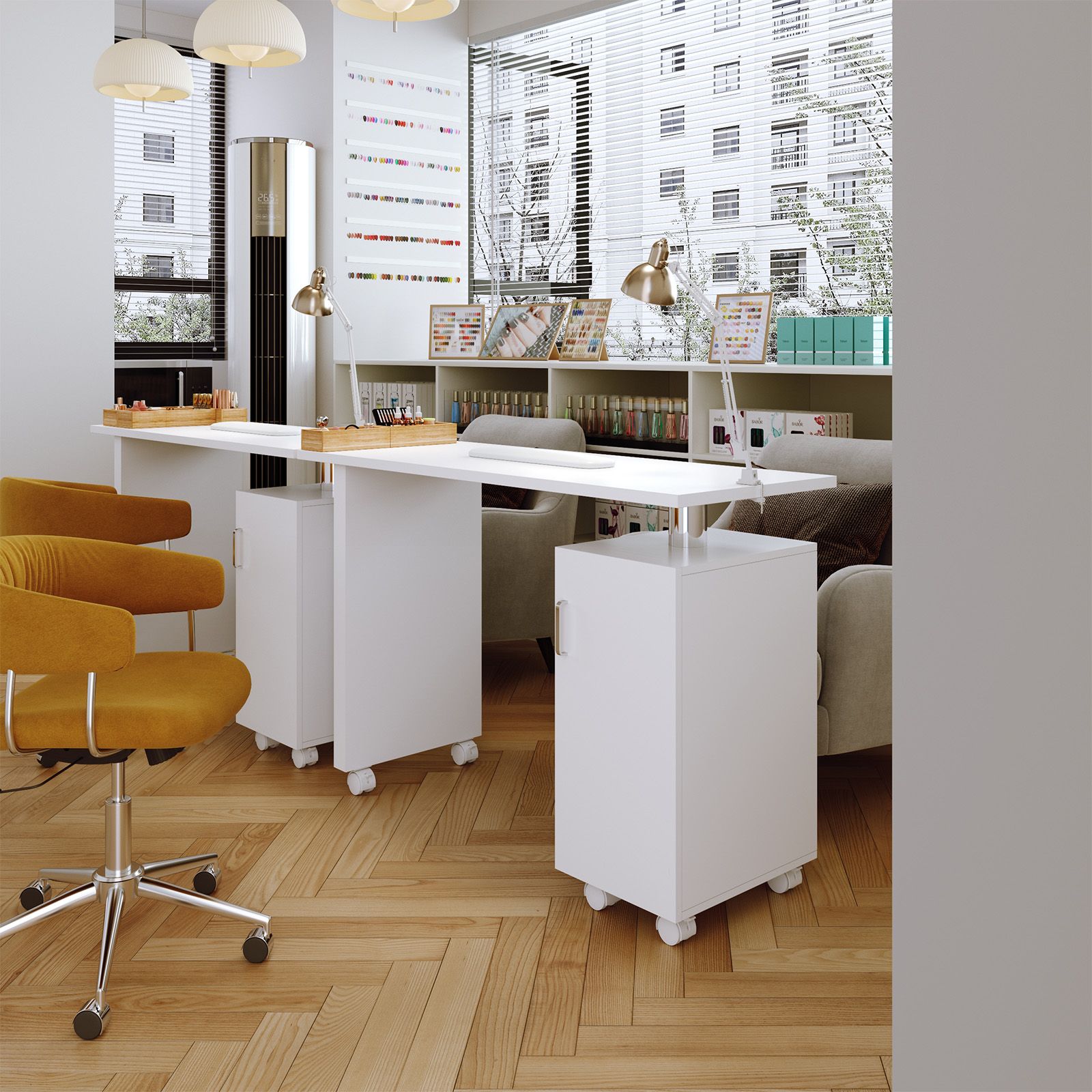 Living and Home Rolling Manicure Salon Station with Storage