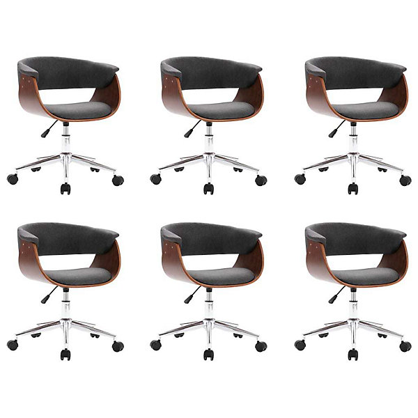 Lot de 6 chaise de bureau vidaxl interieur non pliable H. 66 cm en plastique gris