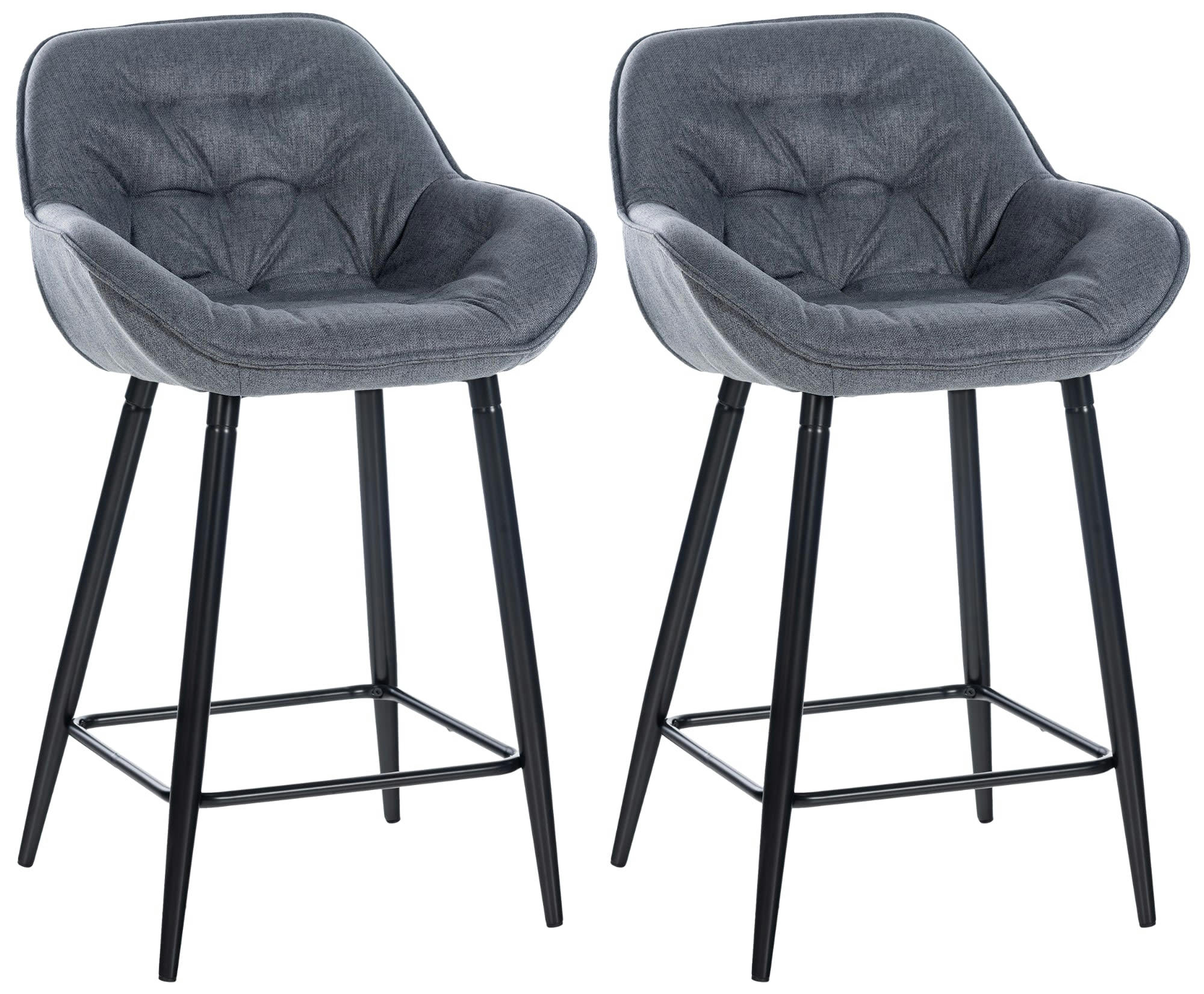 GIBSON - Lot de 2 Tabourets de bar Avec accoudoirs tissu Gris