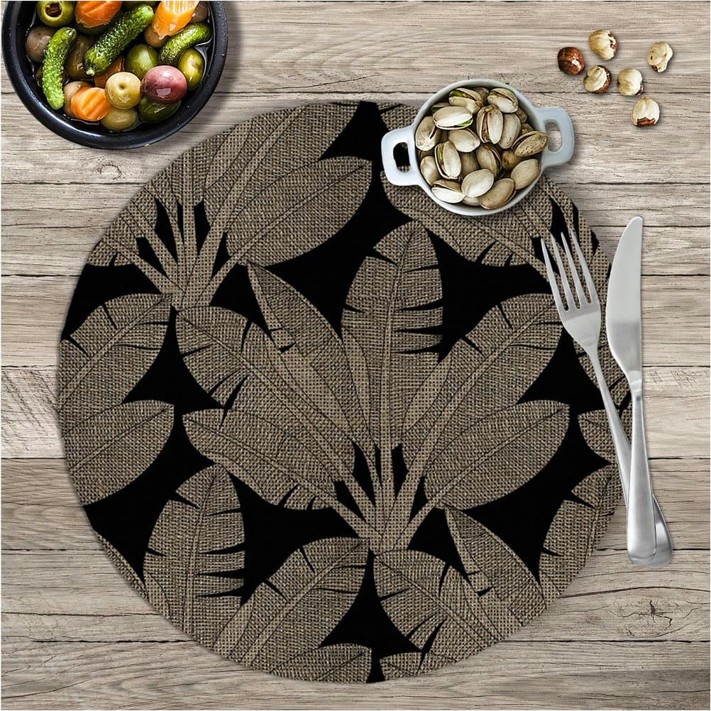 - Set de table rond tropical noir D38cm