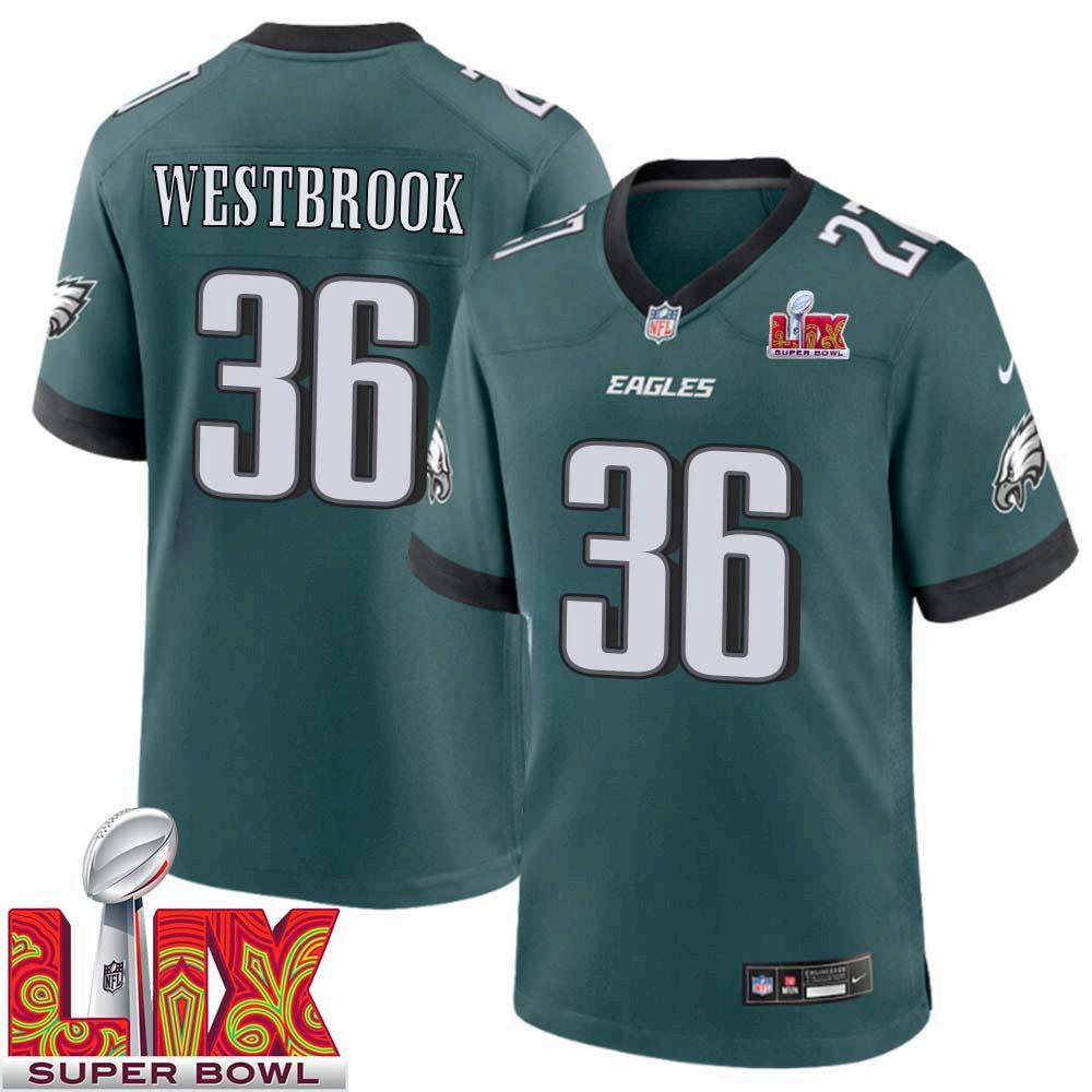 Brian Westbrook Philadelphia Eagles Nike Game Retired Player Jersey Super Bowl - Midnight Green