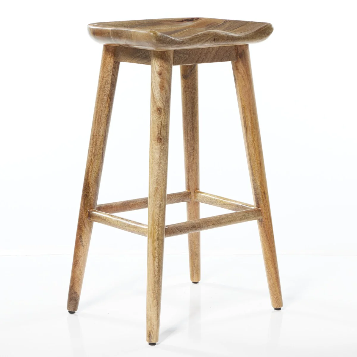 Wood Counter Stool with Footrest - Brown - Roche River Decor