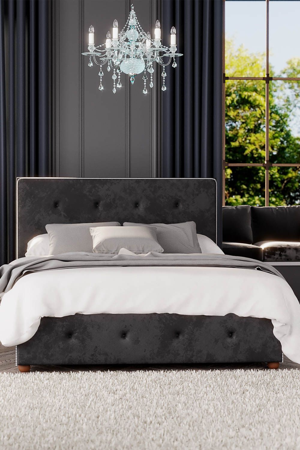 Laurence Llewelyn-Bowen Hesper Ottoman Storage Bed in Mirazzi Velvet Fabric, Custom Made