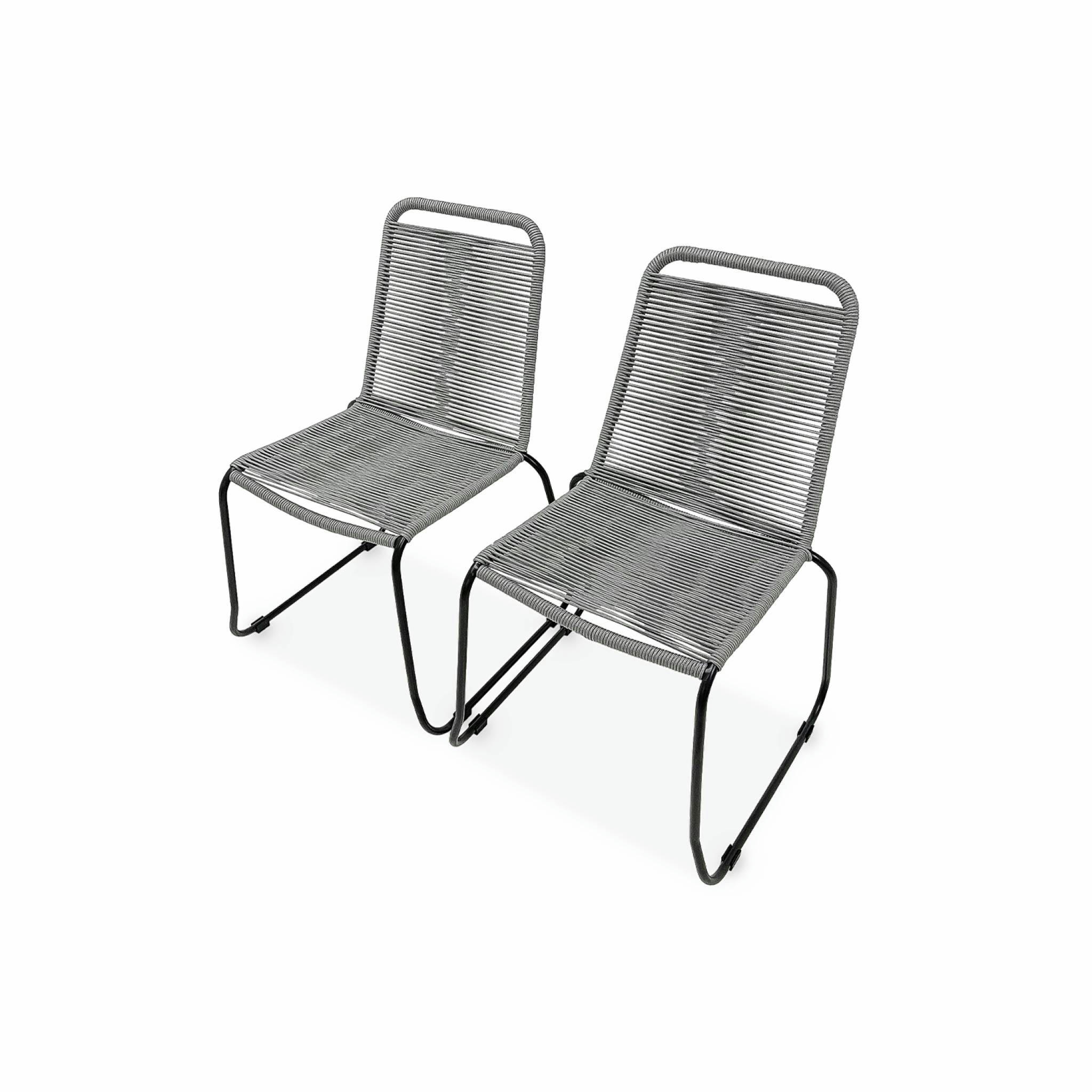 BRASILIA - Lot de 2 chaises de jardin en corde gris clair