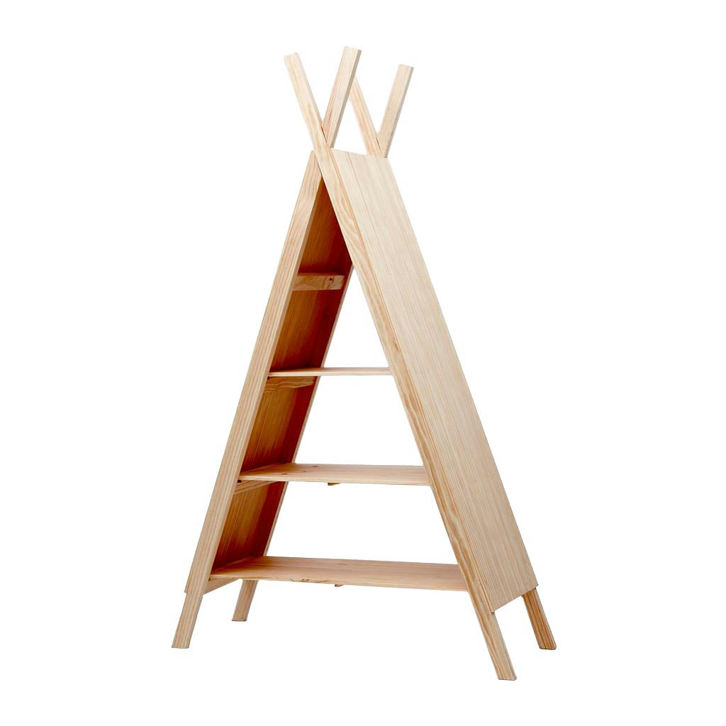 TIPI SHELF - Étagère bibliothèque en pin massif couleur naturel forme de tipi