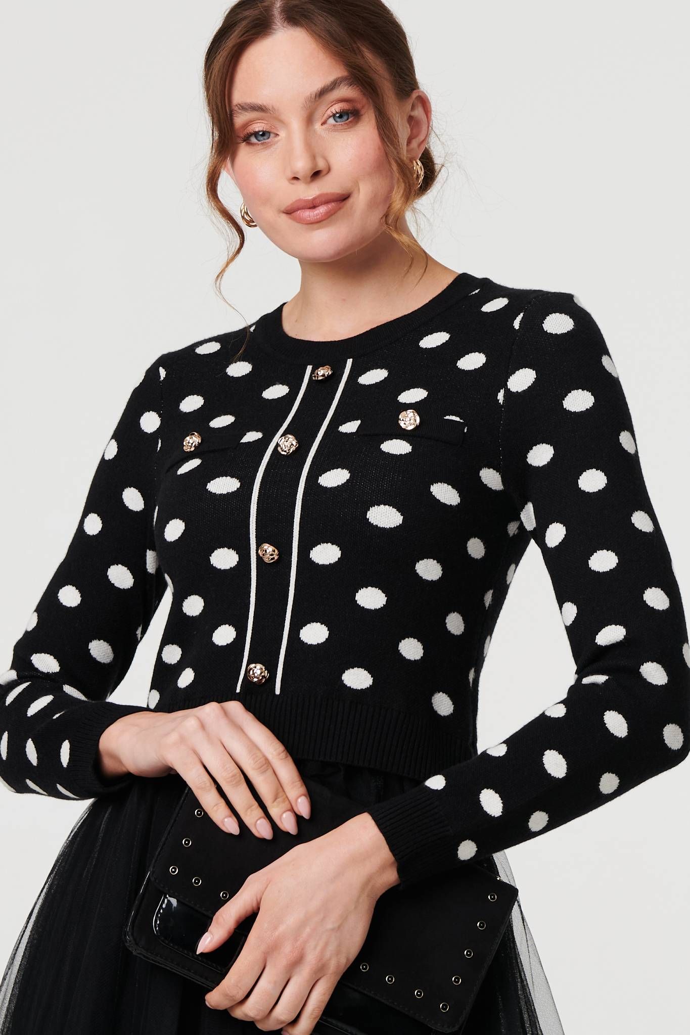 Izabel London Polka Dot Semi Sheer Mesh Midi Dress