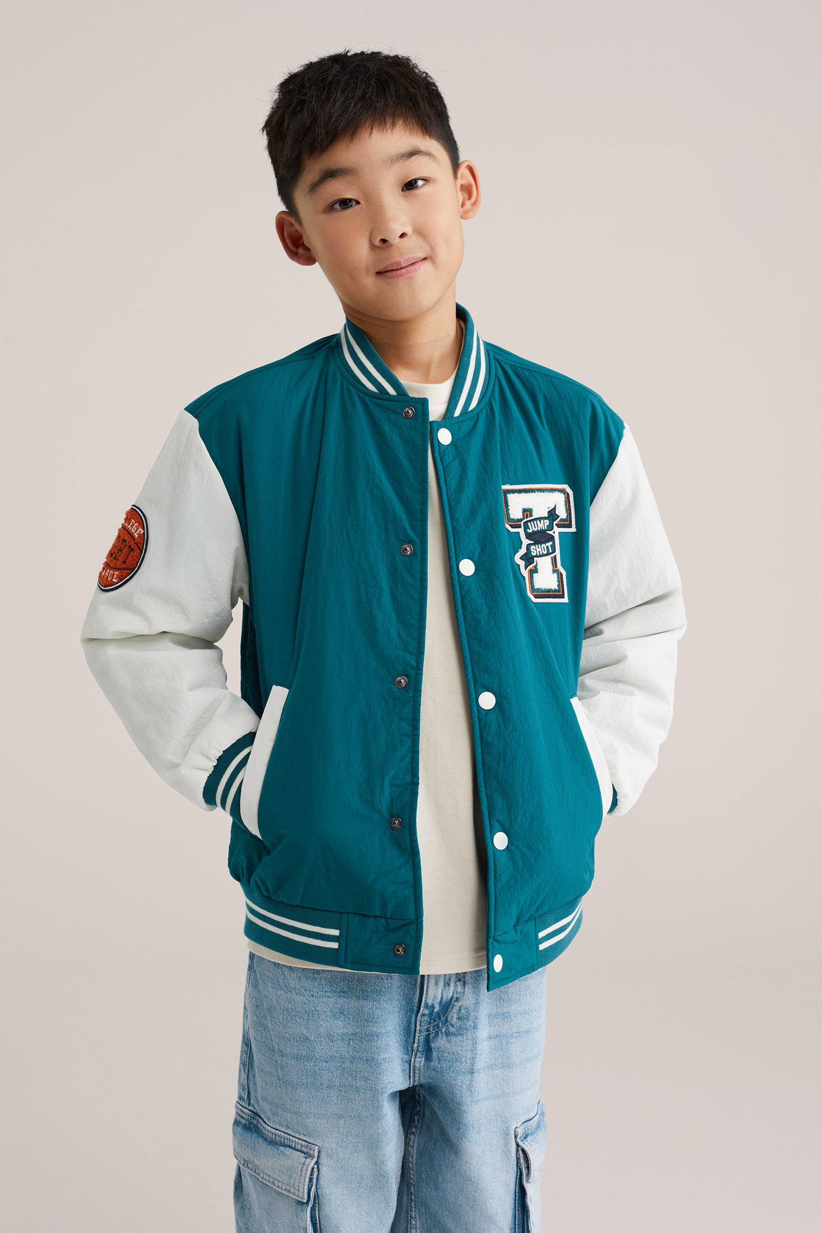 Jongens bomberjack met patches