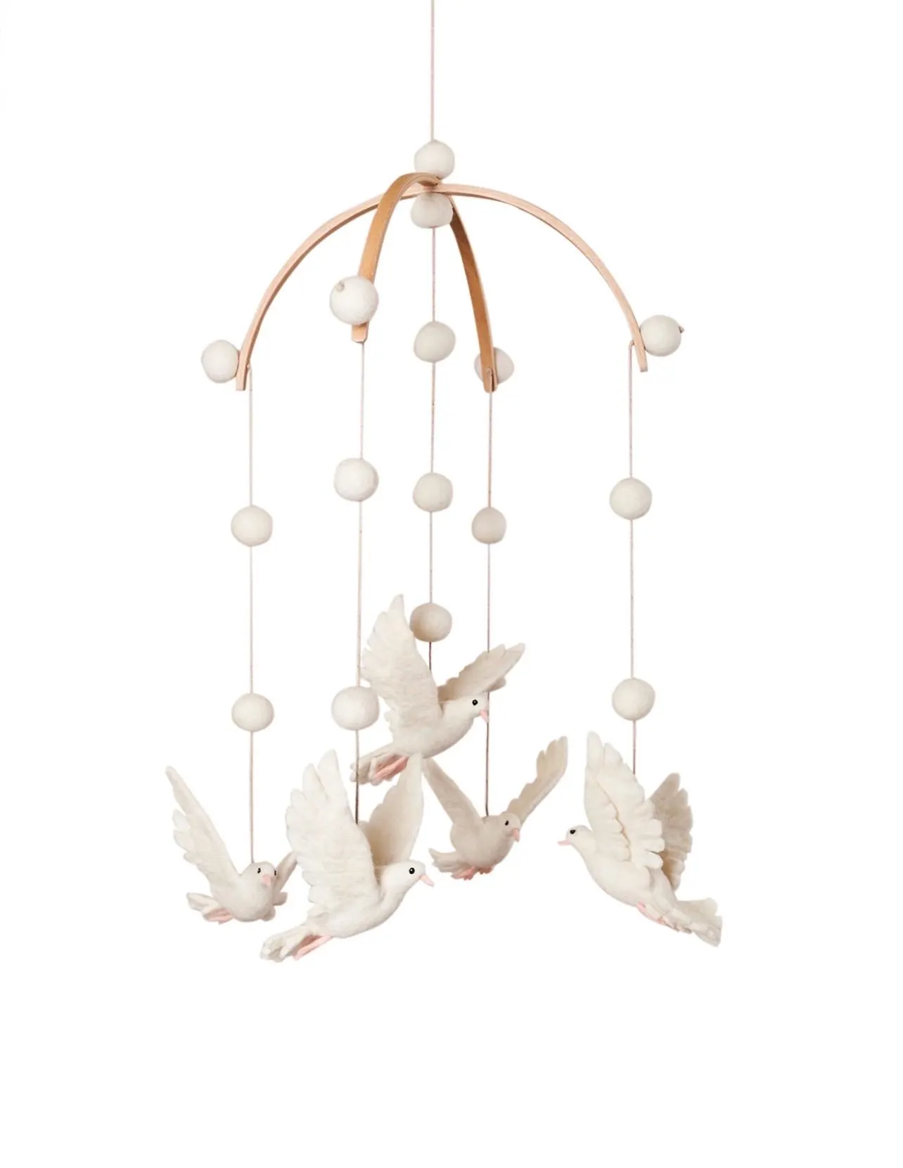 Felt Dove Baby Mobile: Handmade Organic Nursery Decor