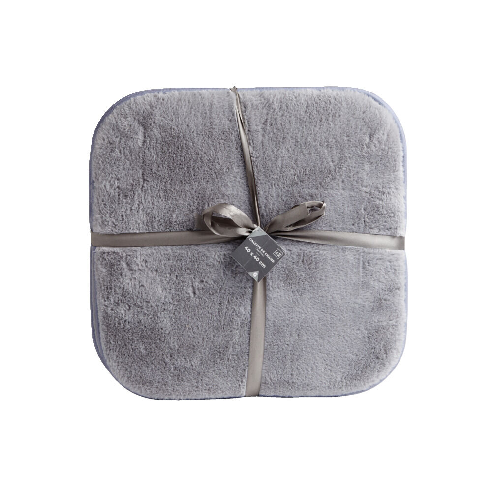 Lot de 2 galettes de chaise carrées 40x40cm gris ou blanc - 2 coloris
