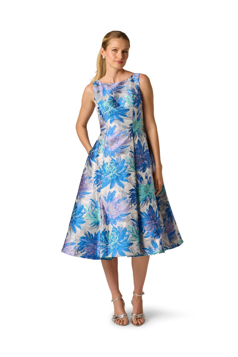 Adrianna Papell Jacquard Tea Length Dress