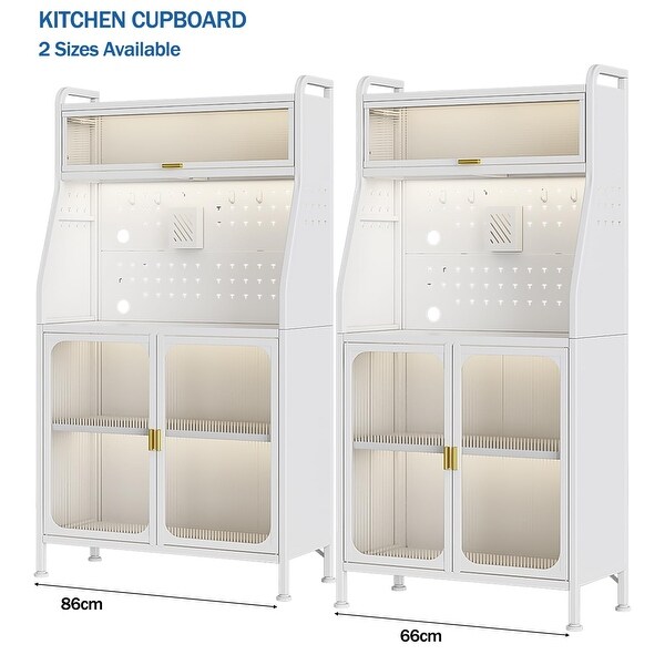 Kitchen Cabinet Storage with Microwave Stand,Pantry Storage Cabinet with Doors and Shelves, 5 Tier Freestanding Tall Cabinet