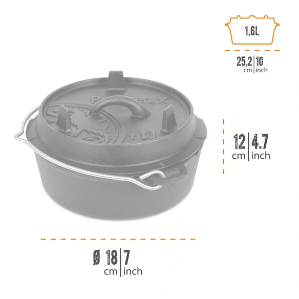 Feuertopf, 3qt planer Boden (ohne Füße), Gusseisen