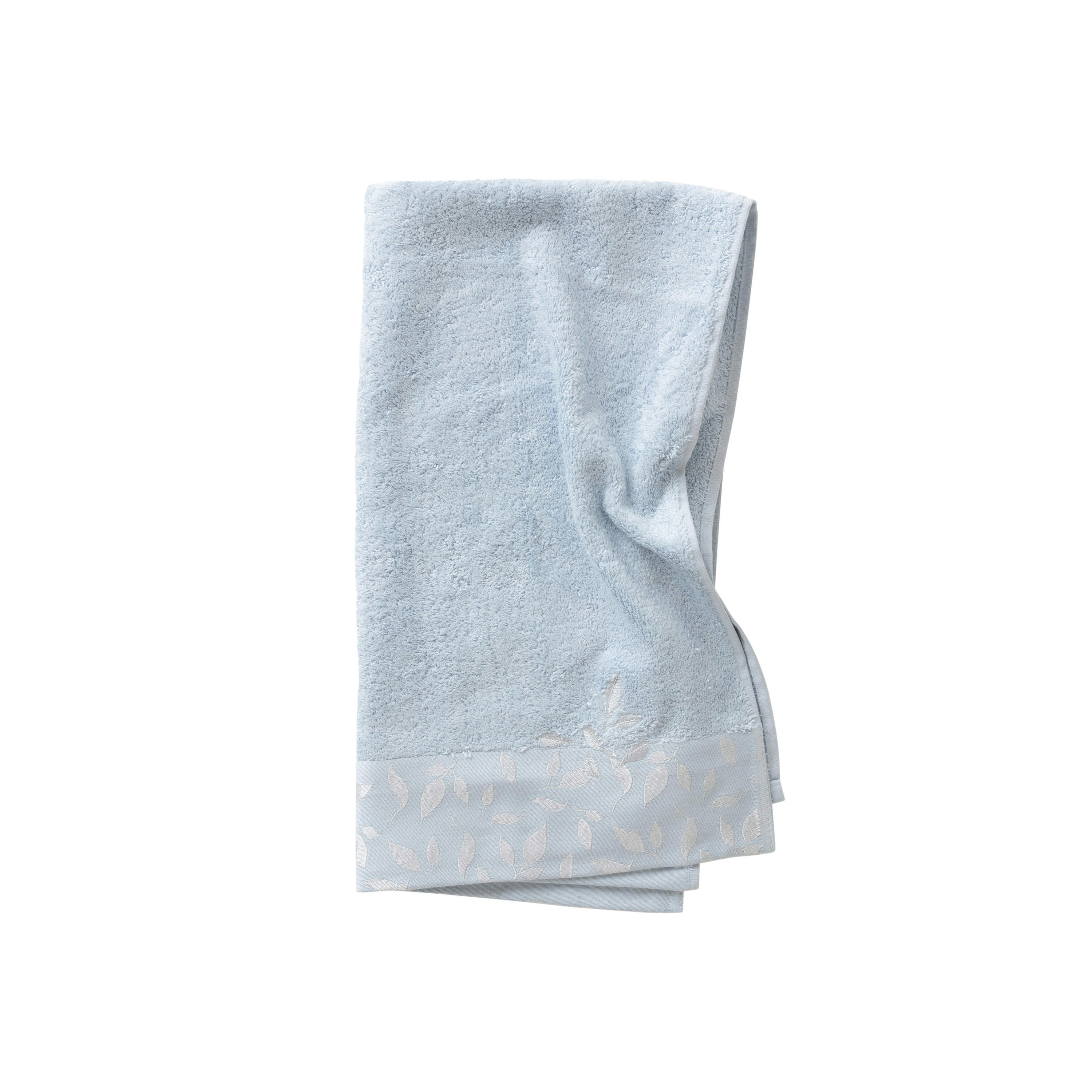 EQUINOXE - Serviette de toilette Bleu Givre brodé bouclette jacquard bleu 50x90