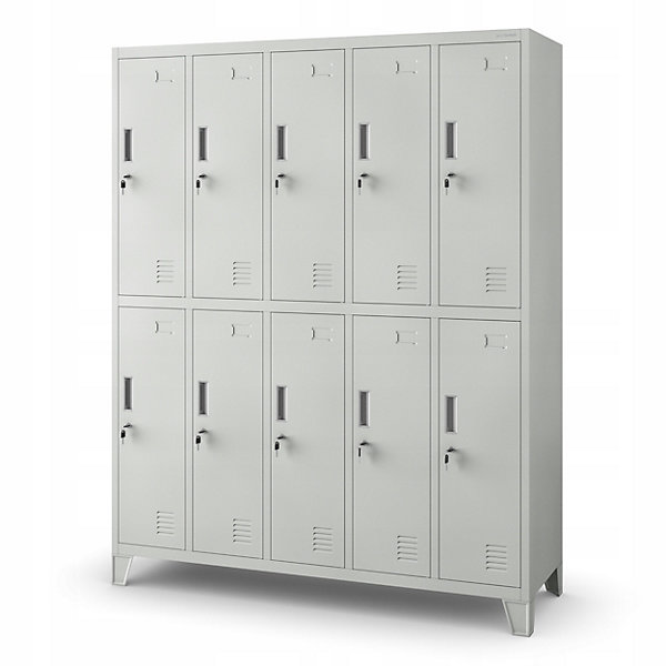 Armoire sociale à 10 portes BARTEK, 1360 x 1720 x 450 mm gris