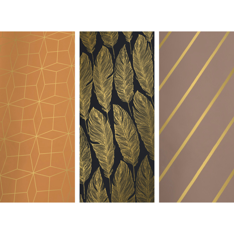 Inpakpapier print met goud - diverse varianten - 70x200 cm