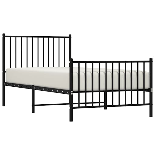 NNEVL Metal Bed Frame with Headboard and Footboard Black 92x187 cm Single