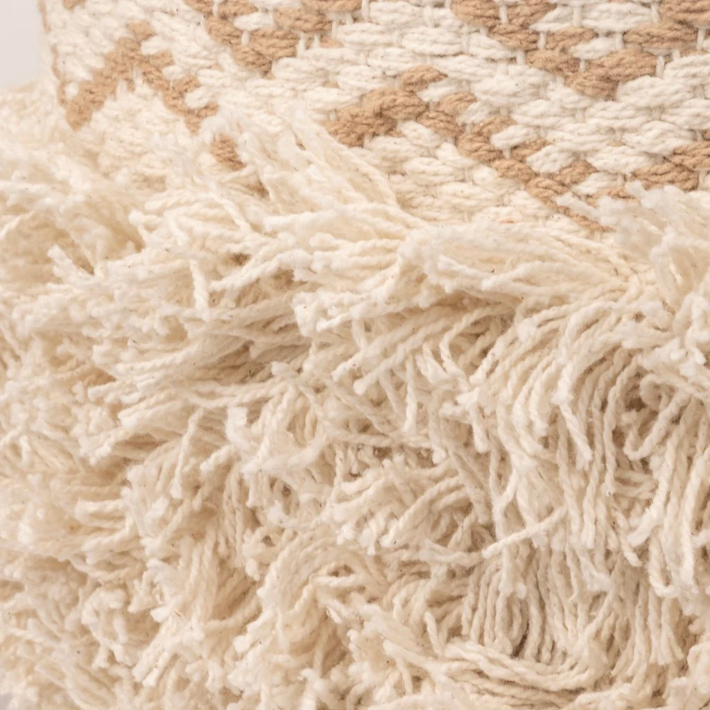 Banco Algodão Padrão Bege e Branco LIZA