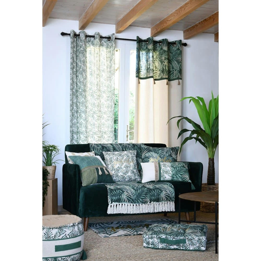 VIBES - Coussin de sol vert coton 45x45cm