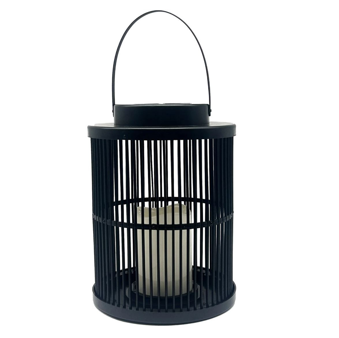 Lampa solarna latarenka 25 cm LED ciepła barwa czarna akumulator IP44 Polux