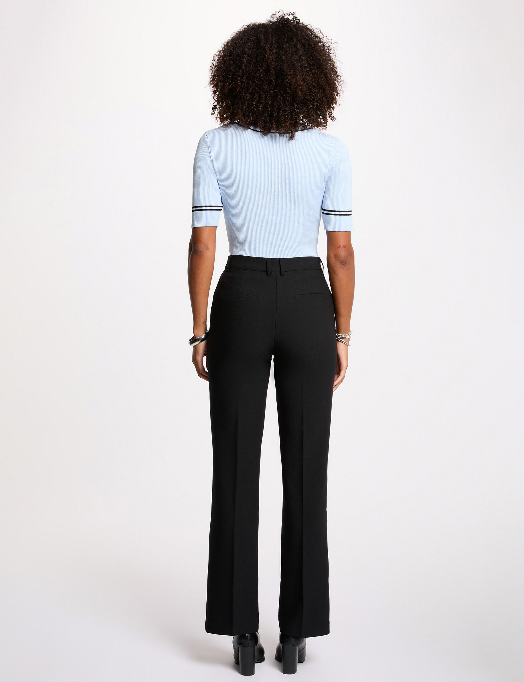 Fitted V-Neck Sweater Sky Blue Women