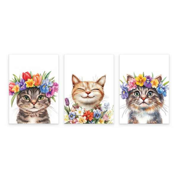 Plakaty Misie z kwiatami SET 3x A4