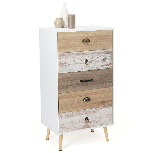 Chiffonnier 5 tiroirs BAHIA 60 cm scandinave commode semainier