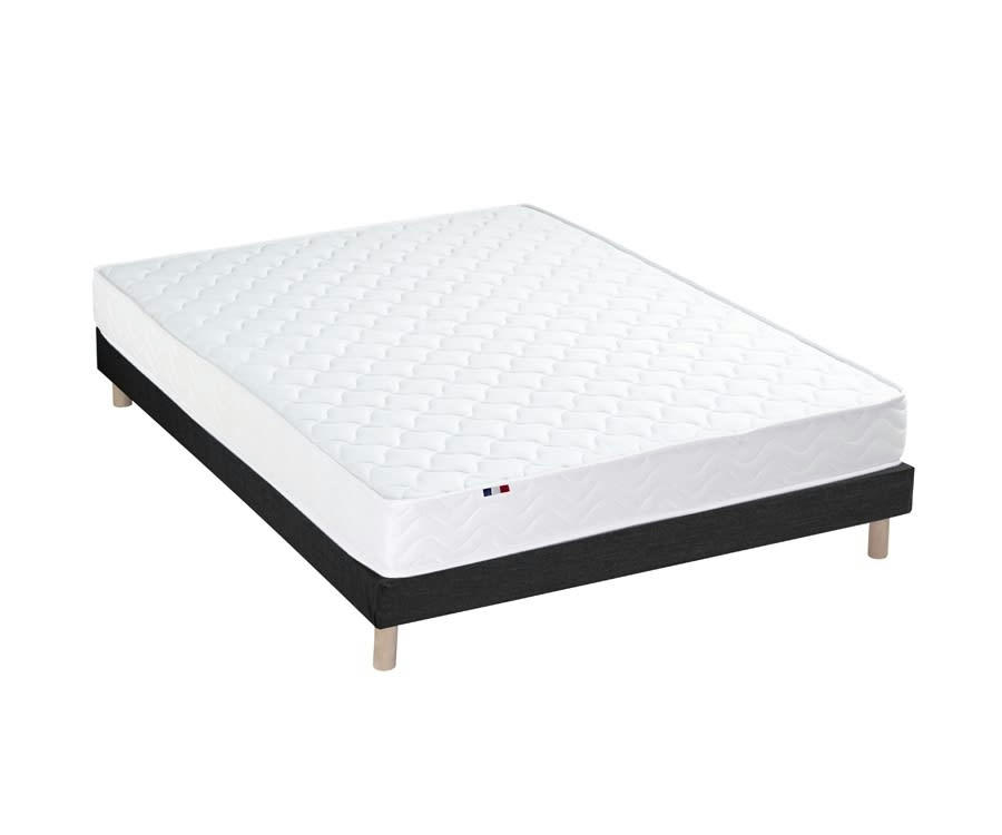 ENSEMBLE STRATUS - Ensemble matelas mousse ferme sommier noir 140x190