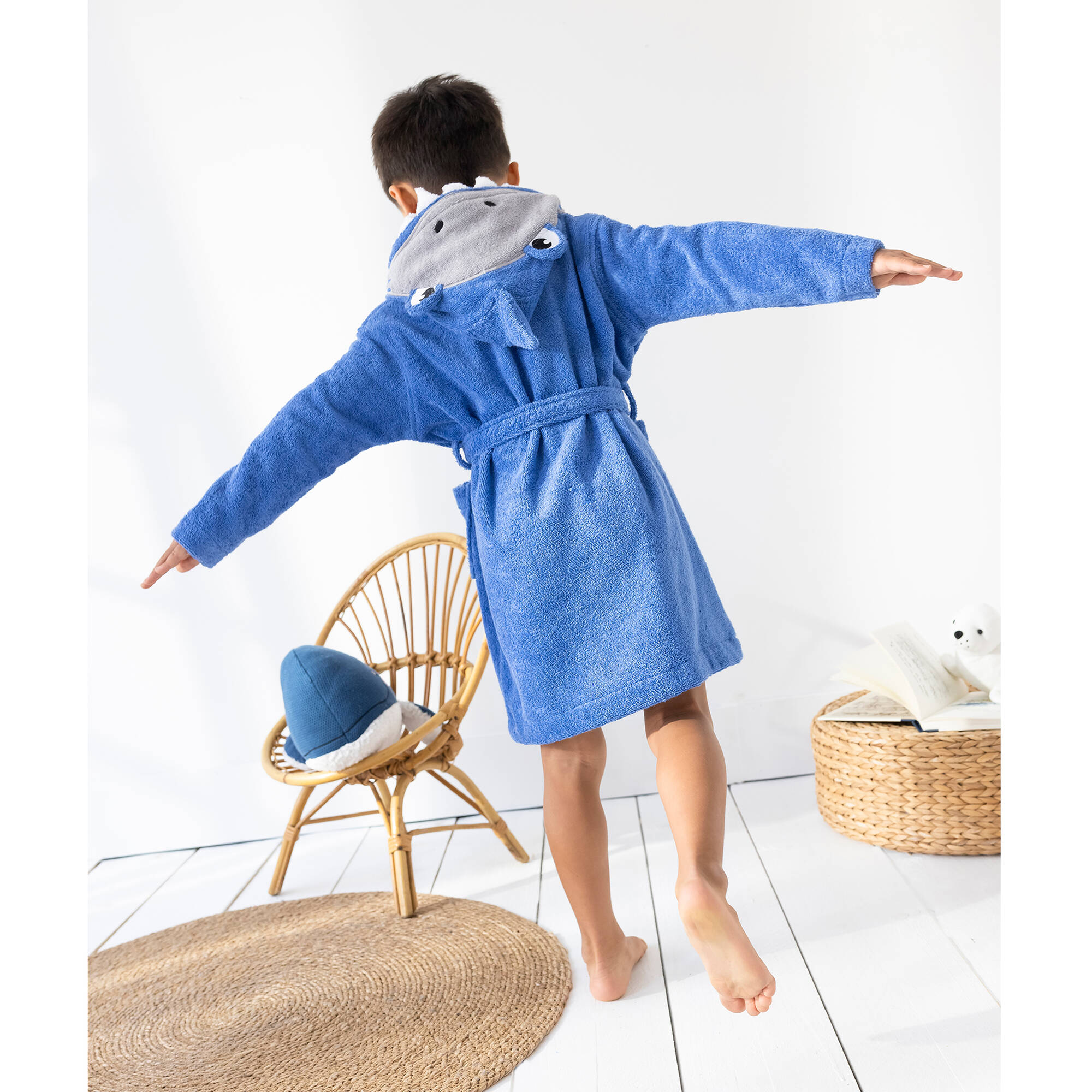 Peignoir de bain enfant à capuche requin personnalisable - 340g/m²